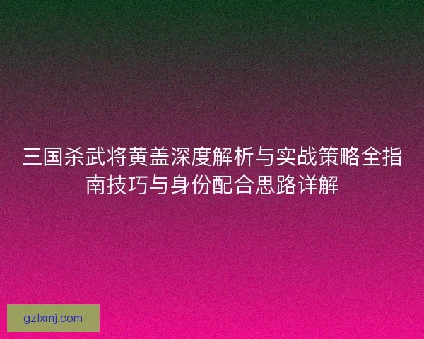 三国杀武将黄盖深度解析与实战策略全指南技巧与身份配合思路详解
