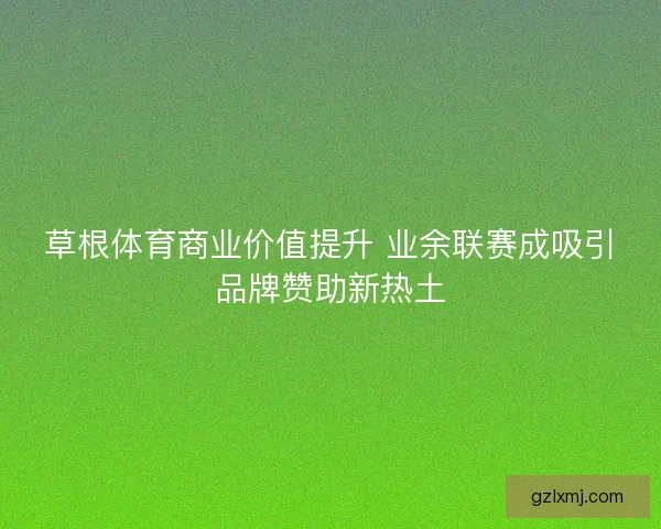 草根体育商业价值提升 业余联赛成吸引品牌赞助新热土 草根体育商业价值提升 业余联赛成吸引品牌赞助新热土
