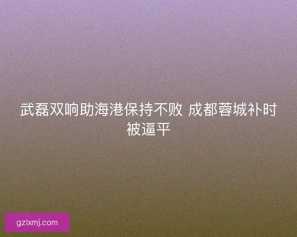 武磊双响助海港保持不败 成都蓉城补时被逼平
