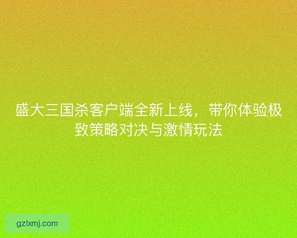 盛大三国杀客户端全新上线,带你体验极致策略对决与激情玩法 盛大三国杀客户端全新上线,带你体验极致策略对决与激情玩法